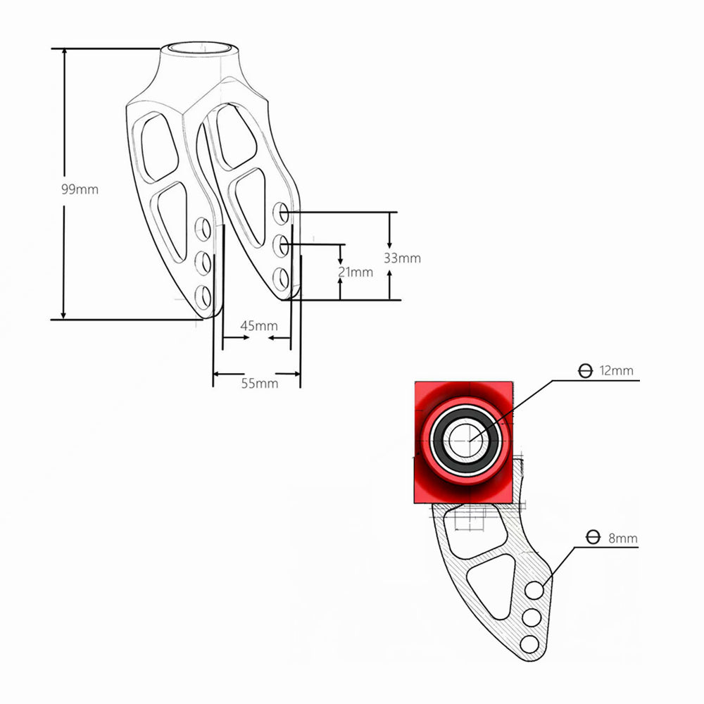 Front Fork For Sports Wheelchairs 4 / 5 inch Front Wheels